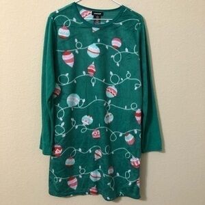 Joe Boxer Christmas Nightgown Ornaments Pajamas Green PJs Holiday Cozy Fleece